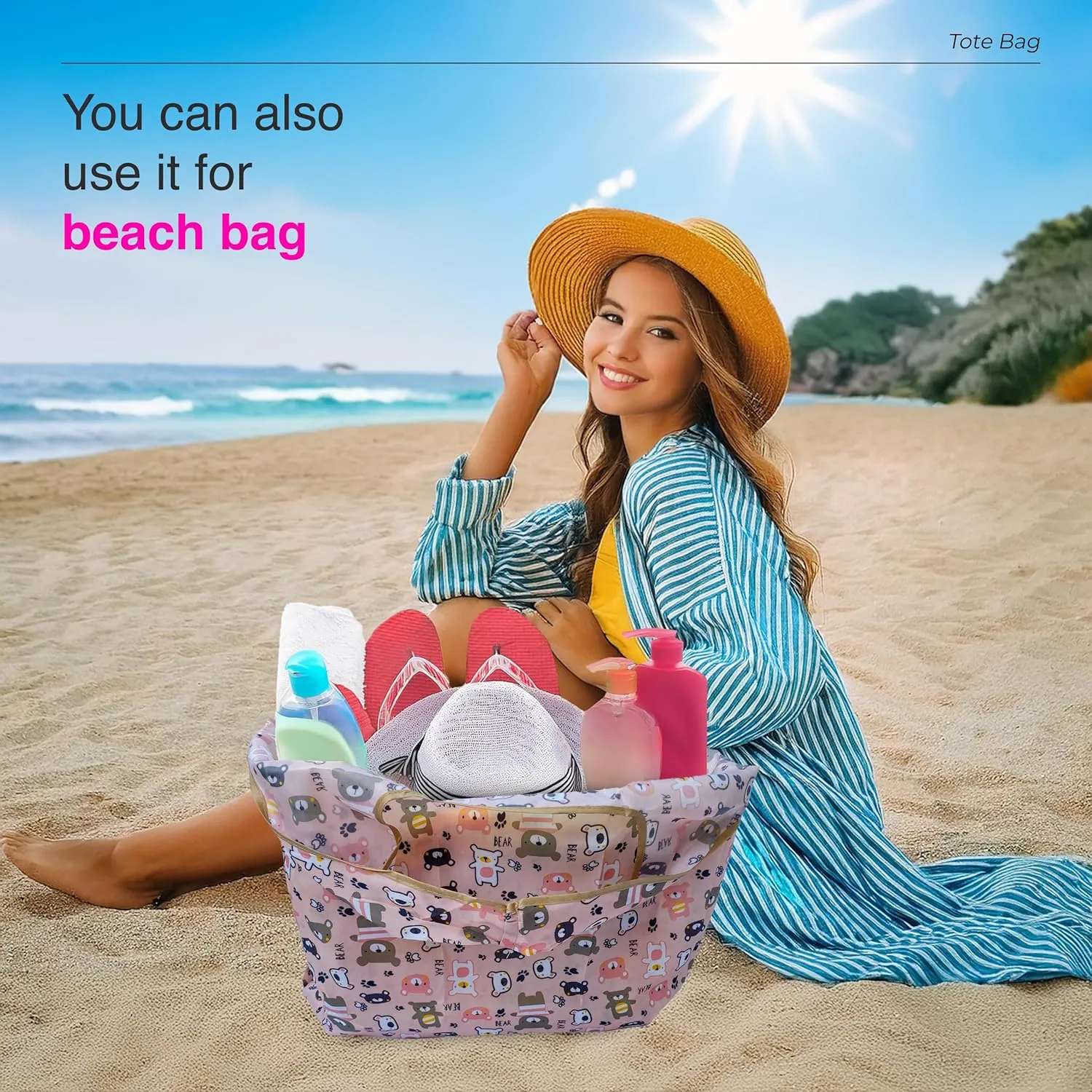 Reusable Grocery Shopping Bags with Handles – Foldable Tote Bags for Groceries