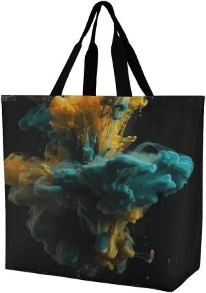 Reusable Large Capacity Shopping Bags Exquisite Colored Liquid Printed Tote Bags Lightweight Shoulder Shopping Bags