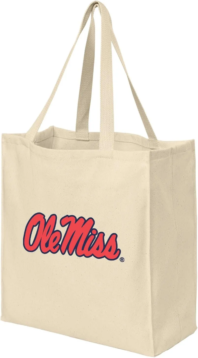 Reusable Ole Miss Grocery Bags or University of Mississippi Shopping Bags NATURAL COTTON