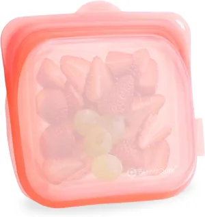 Reusable Silicone Food Storage Bags, 1000 ml Capacity, Leak Proof Freezer Silicone Bags, Easy To Clean Reusable Travel Bag, Pretty Pink