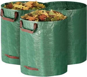 Reusable Yard Waste Bags, 72 Gallons Lawn and Leaf Bags Heavy Duty Garden Waste Bags with Reinforced Handles, 3 Pcs Foldable Leaf Collector Bag for Loading Garden Leaves, Trash - Green