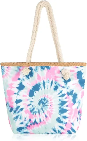 RIAH FASHION Kid's Reusable Eco Shopper Beach Tote - Canvas Fabric Travel Shoulder Bag Plaid Stripe, Animal, Tie Dye