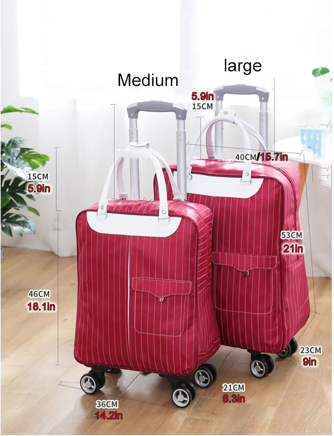 Rolling Duffle Bag with Wheels - Large Capacity Waterproof Travel Bag | 360° Spinner Wheels & Telescopic Handle | Carry-On Weekender for Men & Women(Style1,Medium)