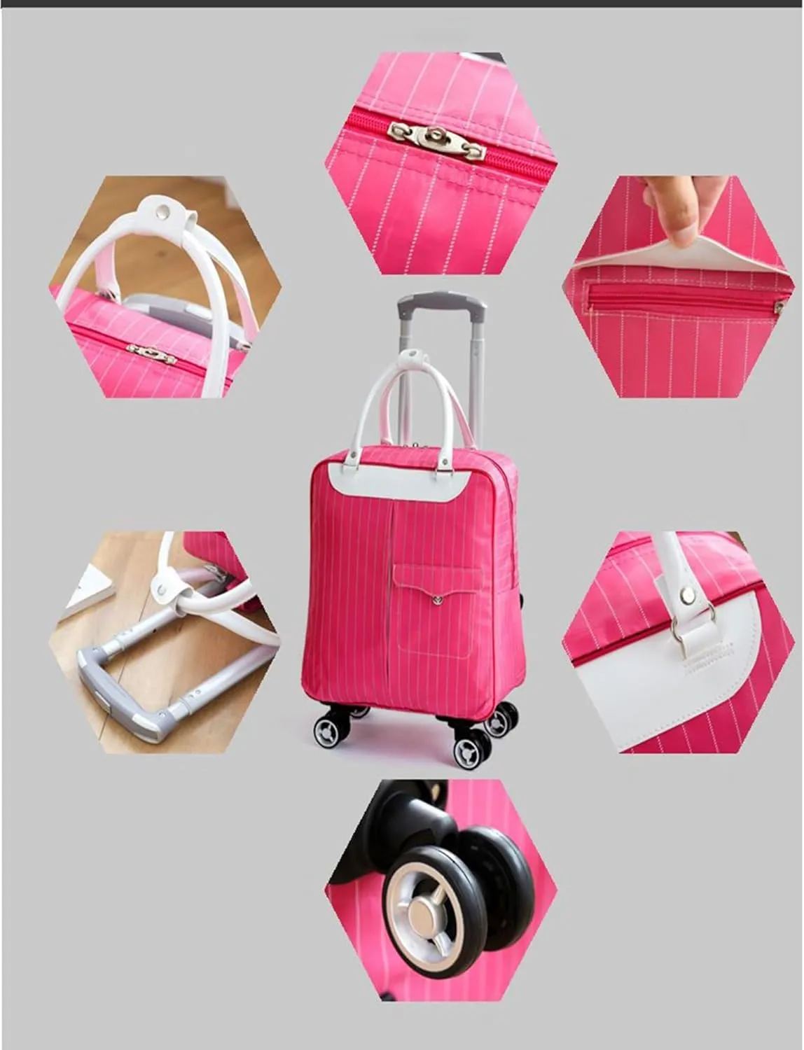 Rolling Duffle Bag with Wheels - Large Capacity Waterproof Travel Bag | 360° Spinner Wheels & Telescopic Handle | Carry-On Weekender for Men & Women(Style1,Medium)