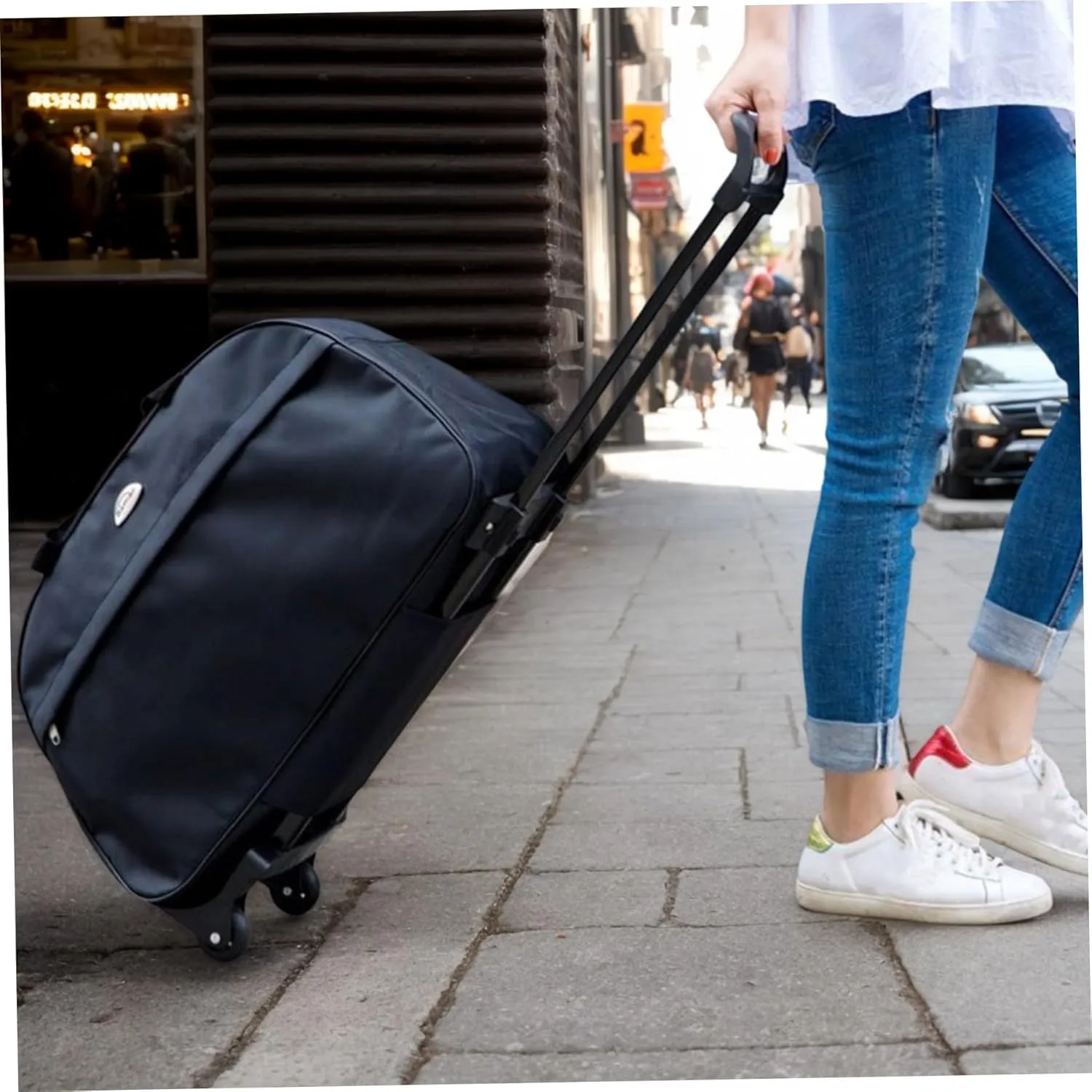 Rolling Duffle Bag with Wheels Large Capacity Wheeled Duffel Bag Waterproof Duffle with Wheels and Handle Carry On Weekender Carrier Fashion Travel Bags, Black