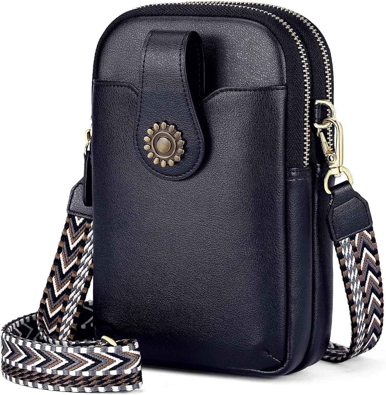 RONSIN Leather Small Crossbody Purse for Women Cell Phone Bag Holder Wallet Purse Travel Pouch Adjustable Strap