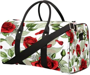 Rose Petals Aesthetic Duffel Bag Sport Gym Duffle Bag Travel Bag Waterproof Weekender Overnight Tote Bag Foldable Carry on Bag Training Shoulder Bag for Women Men