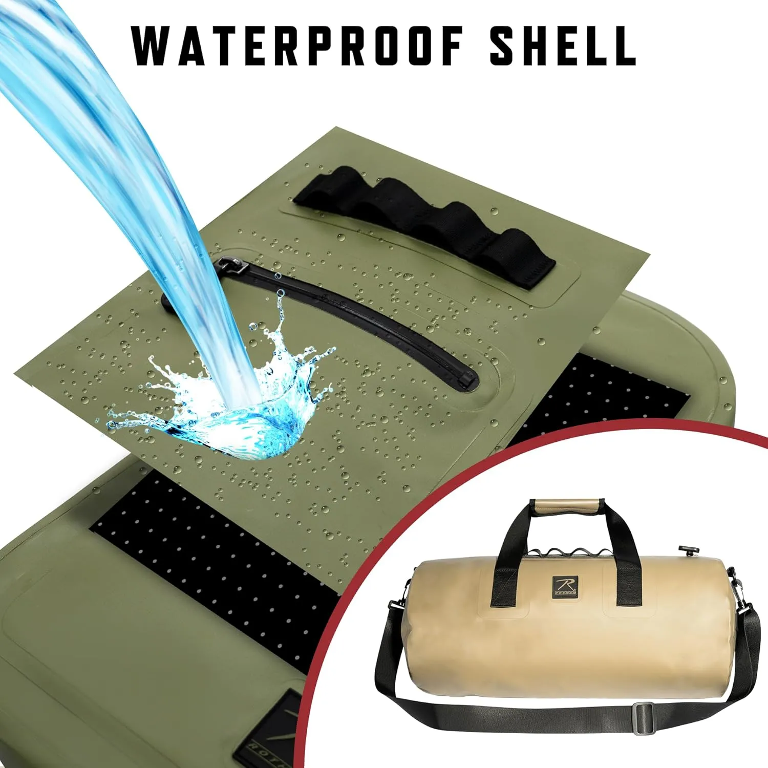 Rothco Waveguard Waterproof Duffle Bag – Dry Storage Duffel Hiking Boating Kayaking Canoeing Travel Beach Sack - Desert Sand