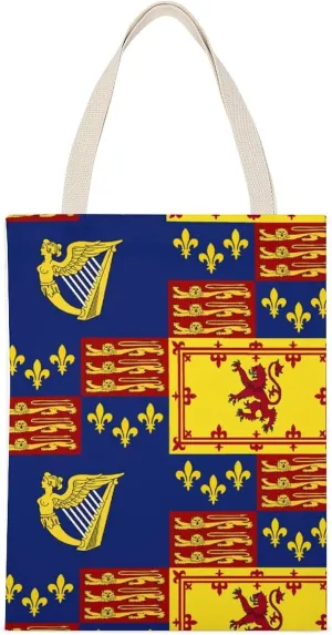 Royal Standard of England (1603-1649) Printed Canvas Tote Bags Shoulder Bag Reusable Grocery Shopping Handbag DIY Gifts 14"x18"