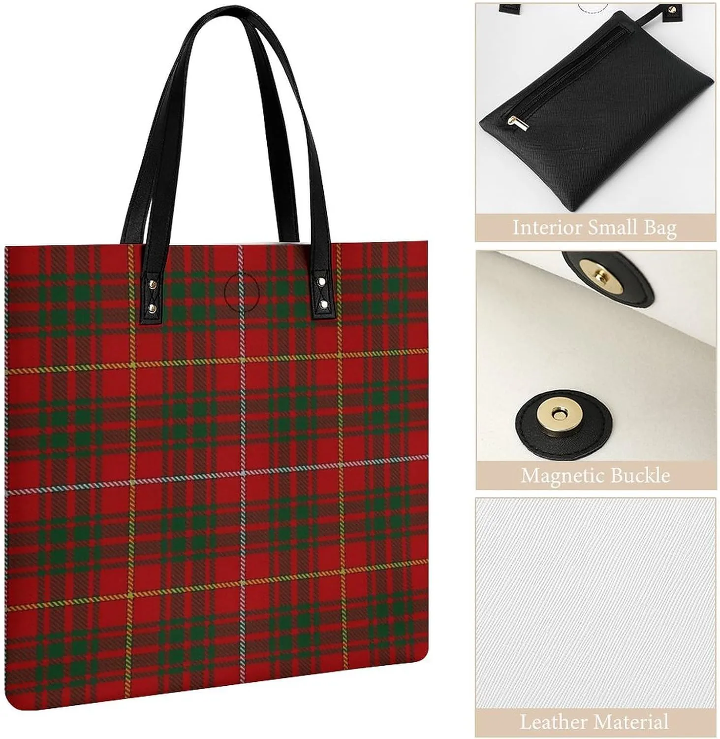 Royal Stewart Tartan Fashionable All Printed Leather Handbag Unisex