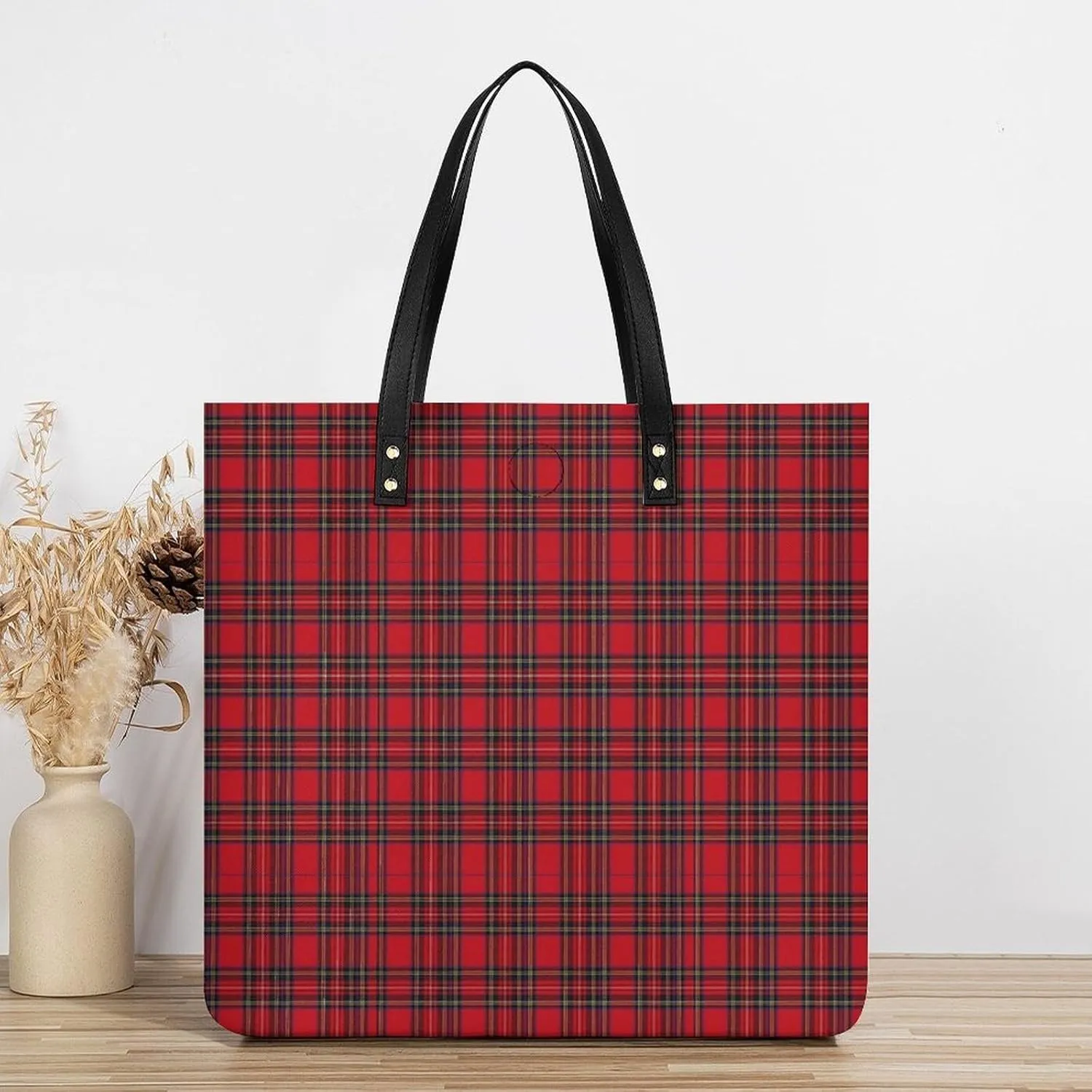 Royal Stewart Tartan Fashionable All Printed Leather Handbag Unisex