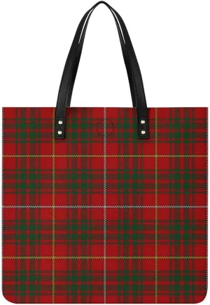 Royal Stewart Tartan Fashionable All Printed Leather Handbag Unisex