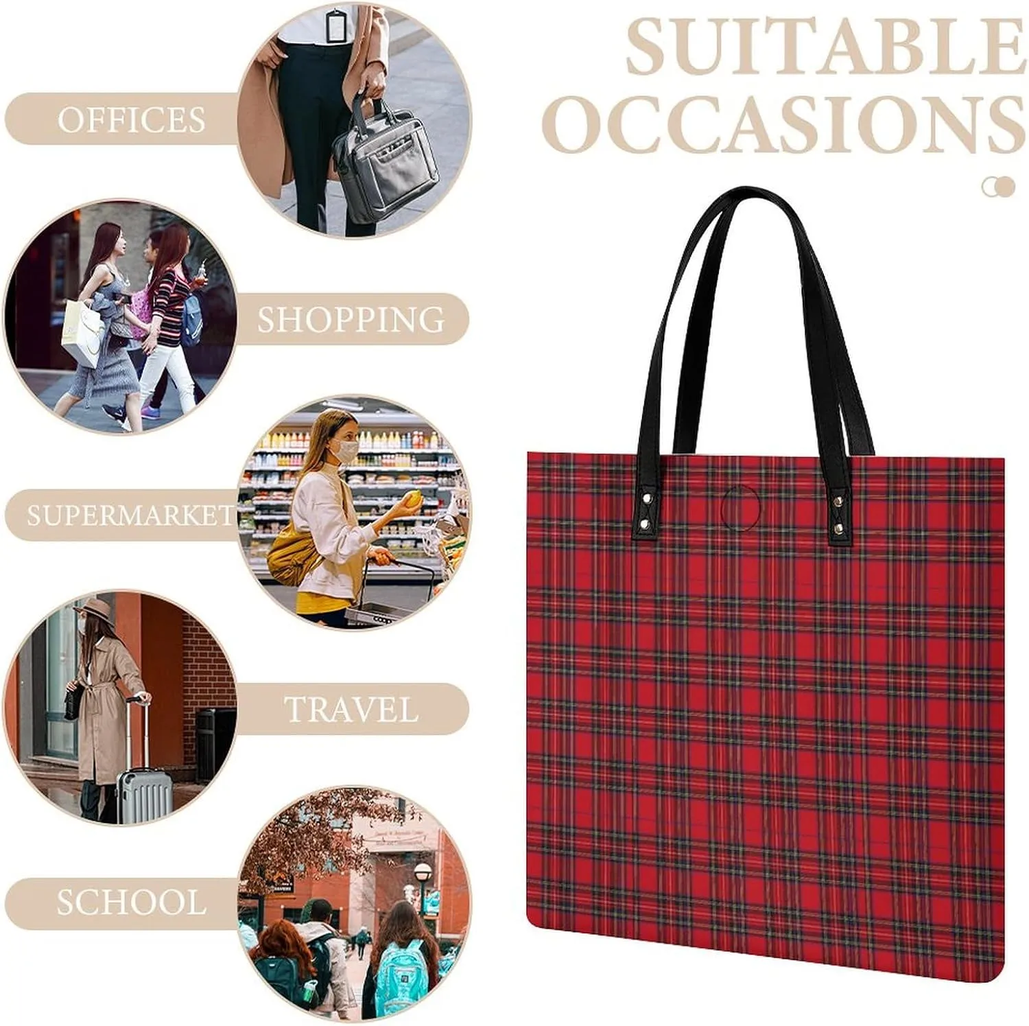 Royal Stewart Tartan Fashionable All Printed Leather Handbag Unisex