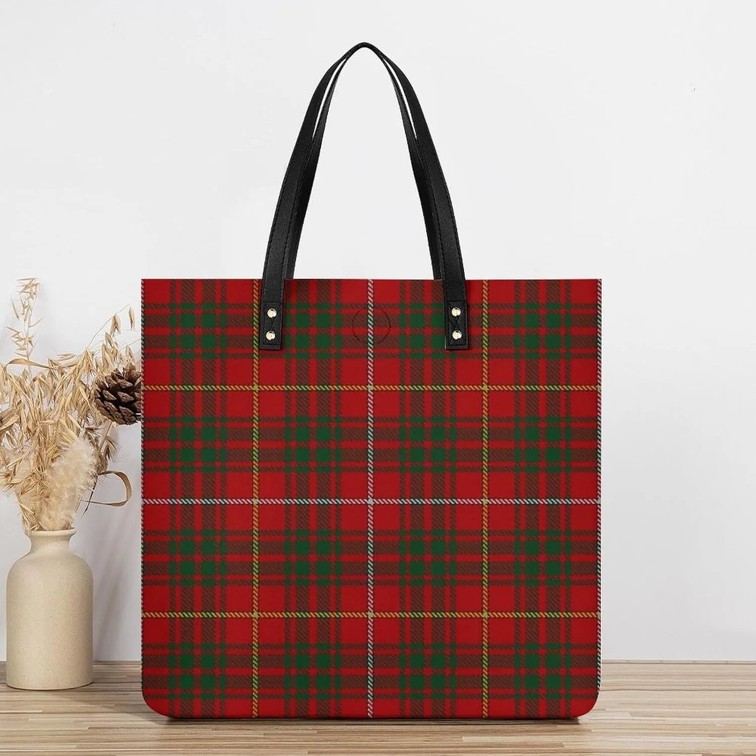 Royal Stewart Tartan Fashionable All Printed Leather Handbag Unisex