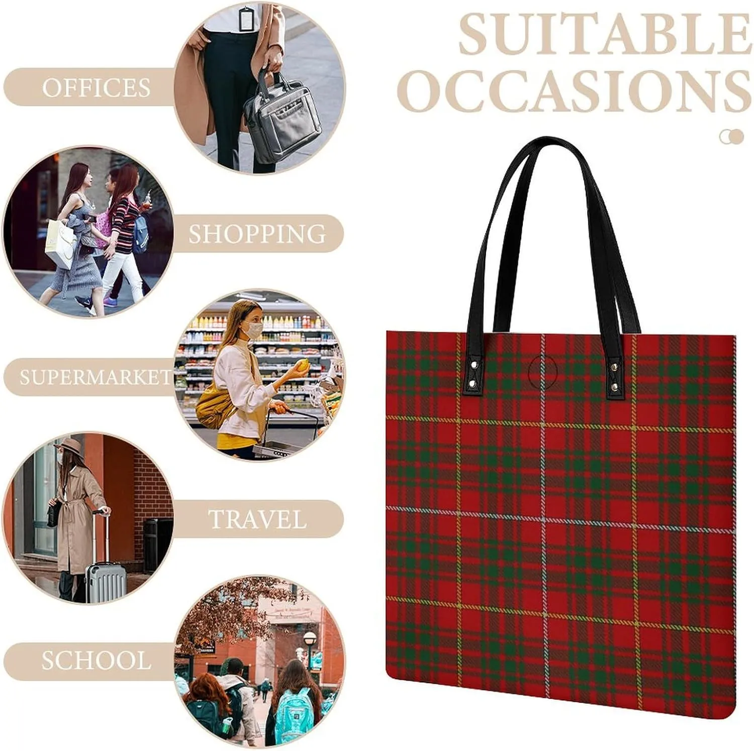 Royal Stewart Tartan Fashionable All Printed Leather Handbag Unisex