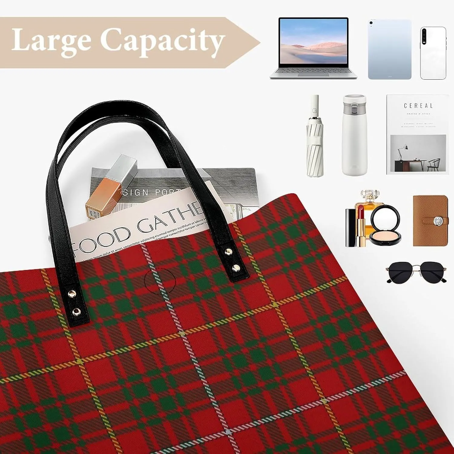Royal Stewart Tartan Fashionable All Printed Leather Handbag Unisex