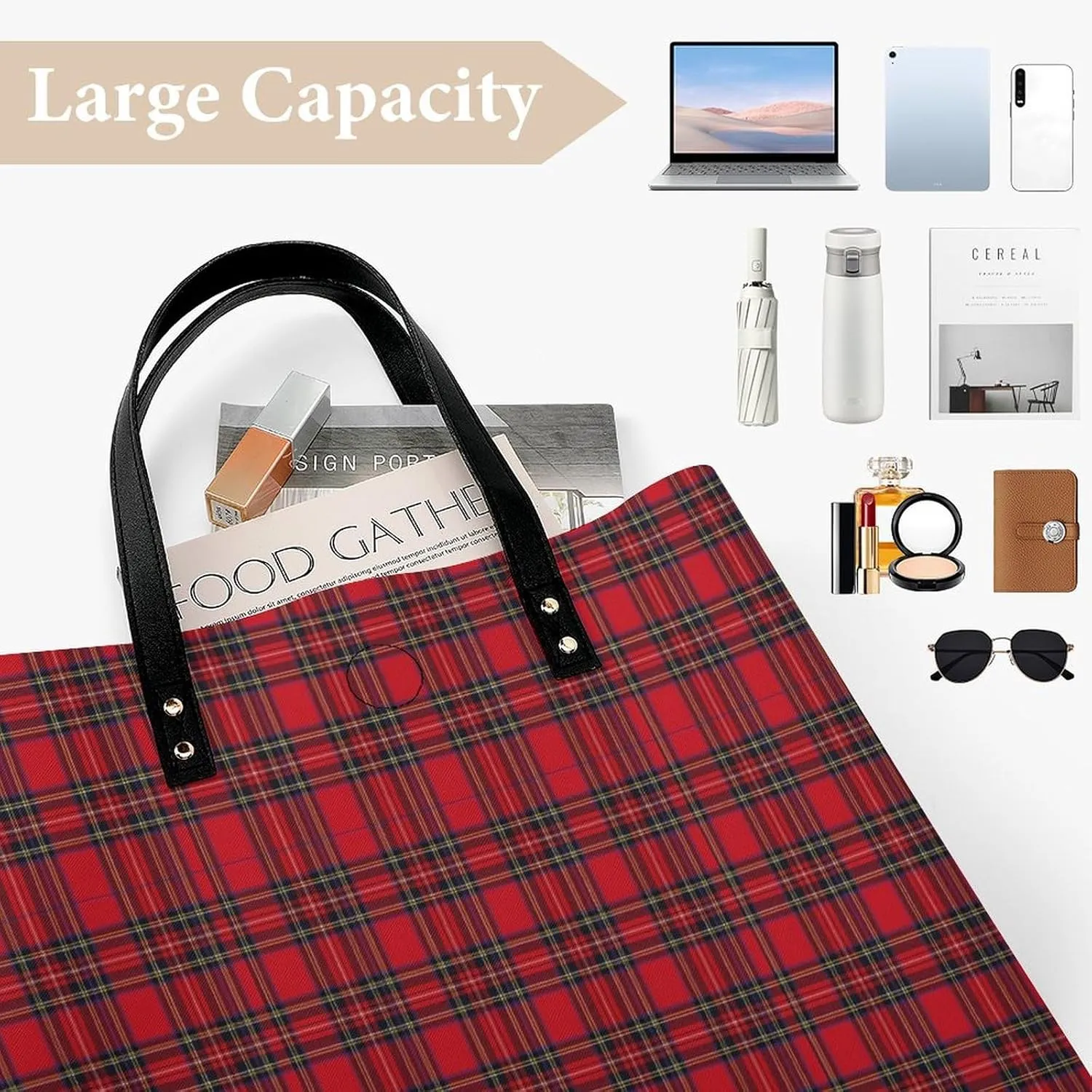 Royal Stewart Tartan Fashionable All Printed Leather Handbag Unisex