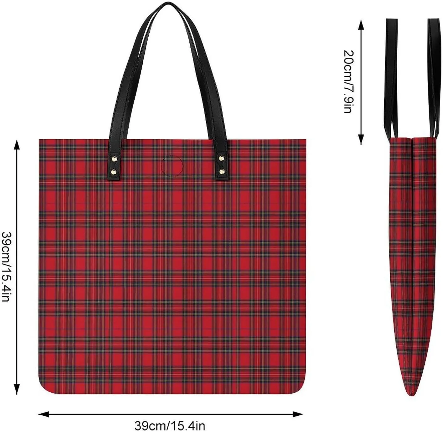 Royal Stewart Tartan Fashionable All Printed Leather Handbag Unisex