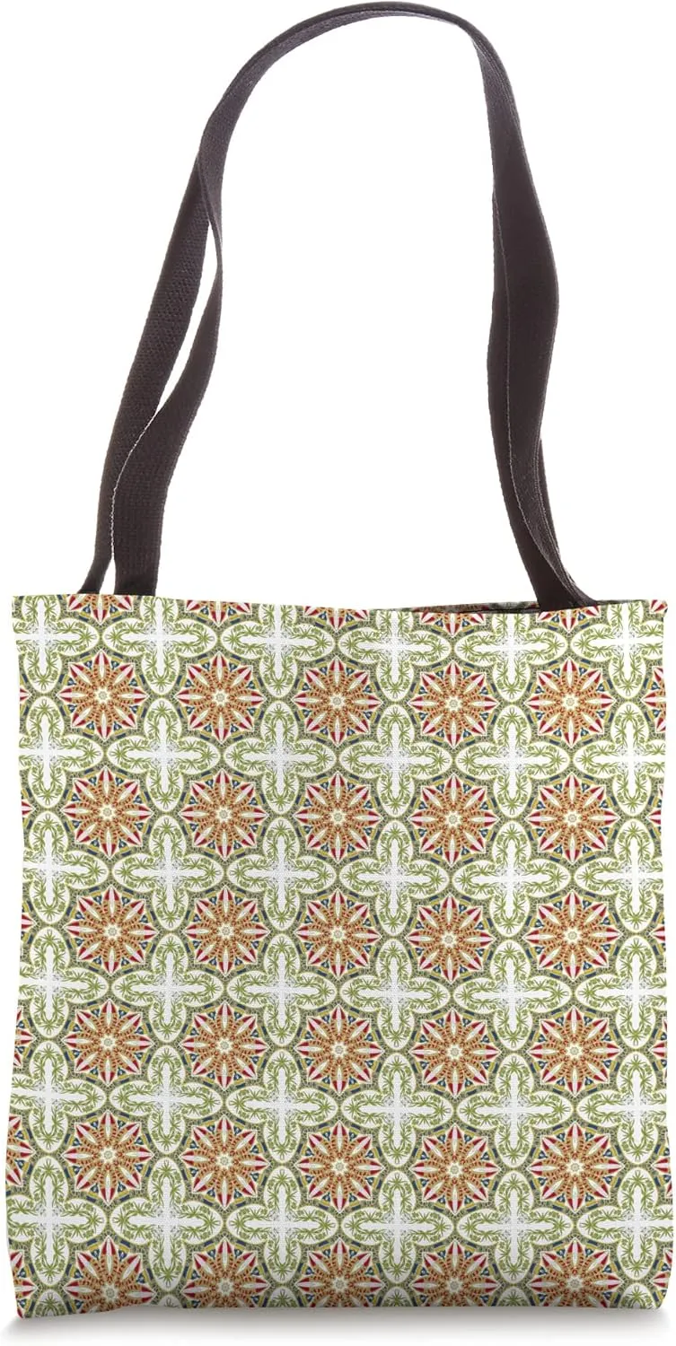 Royal Theme Unique Creative Geometric Tile Cross Pattern Tote Bag
