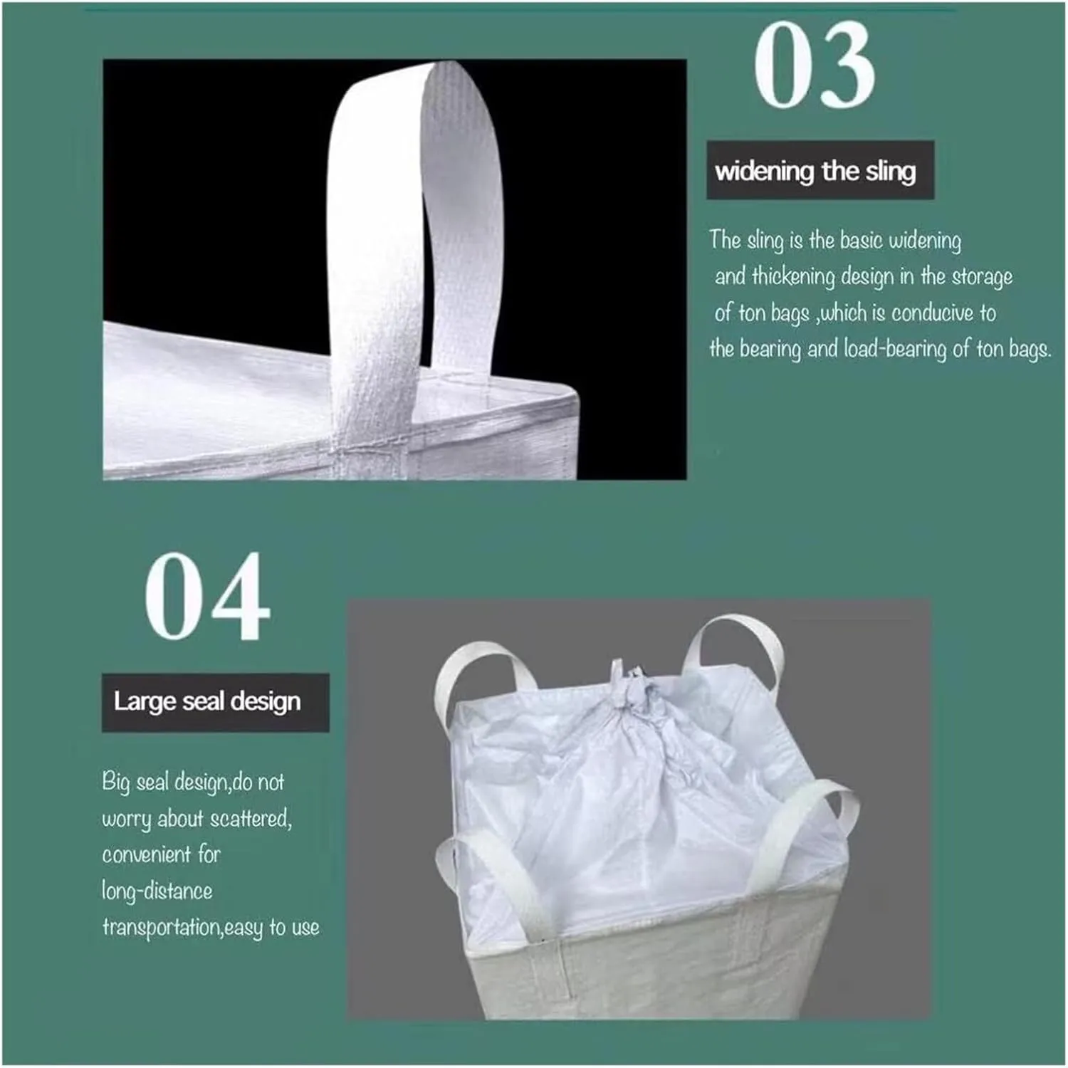 Rubble Bags, Bulk Bag, 35"x35"x43", 2200lbs, Duffle Top Flat Bottom, 4-Loop Polypropylene Woven Big Bag for Industrial Storage & Transportation 2PACK