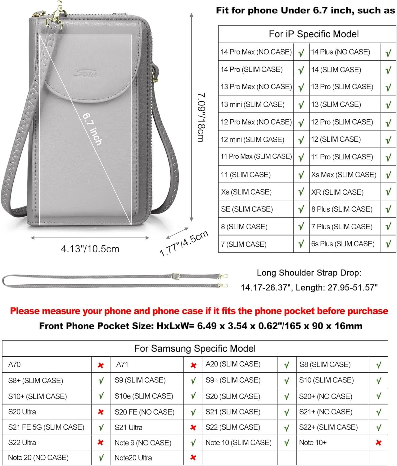 S-ZONE Small Crossbody Bags for Women Cell Phone Purse RFID Blocking Wallet Purses with Credit Card Slots