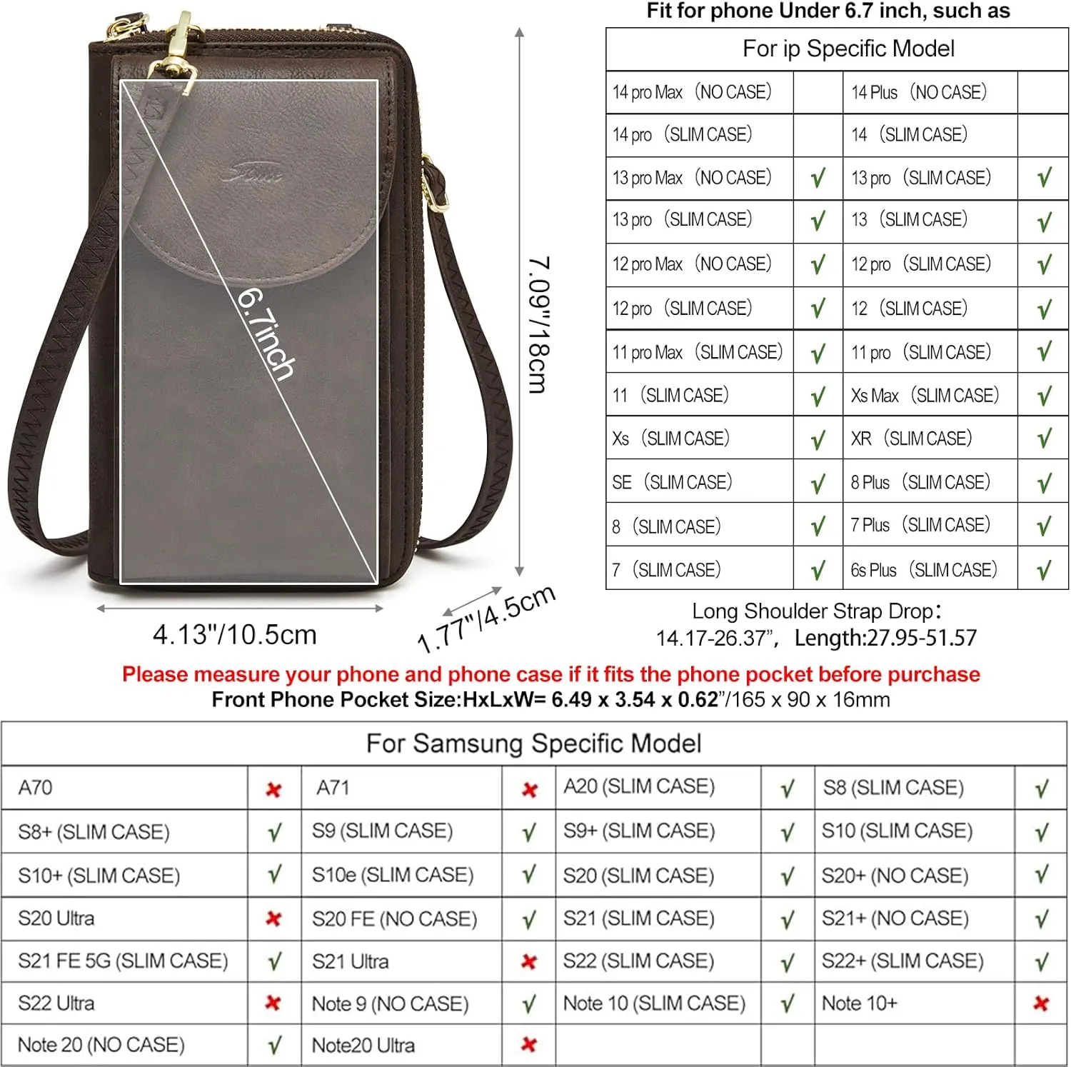 S-ZONE Small Crossbody Bags for Women Cell Phone Purse RFID Blocking Wallet Purses with Credit Card Slots