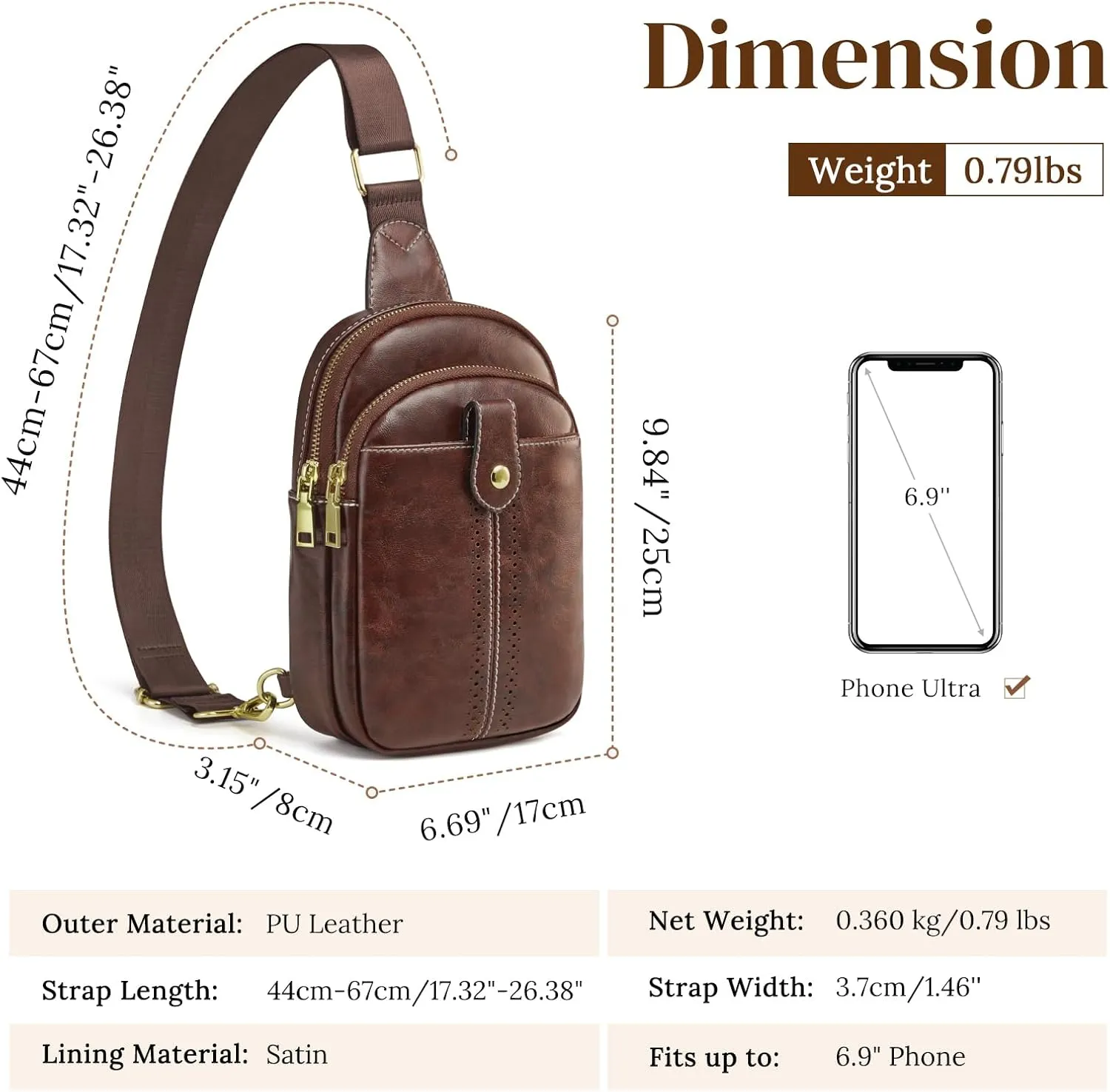 S-ZONE Small Sling Bag for Women Vegan Leather Crossbody Bags Trendy Purse with Adjustable Strap