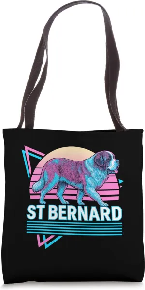 Saint Bernard Retro Vintage Synthwave Aesthetic Dog Lover Tote Bag