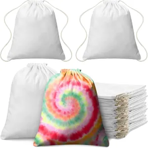 Saintrygo 60 Pcs Tie Dye Bags Cotton Drawstring Bags Sublimation Blank Backpack Drawstring Tote Items to Tie Dye