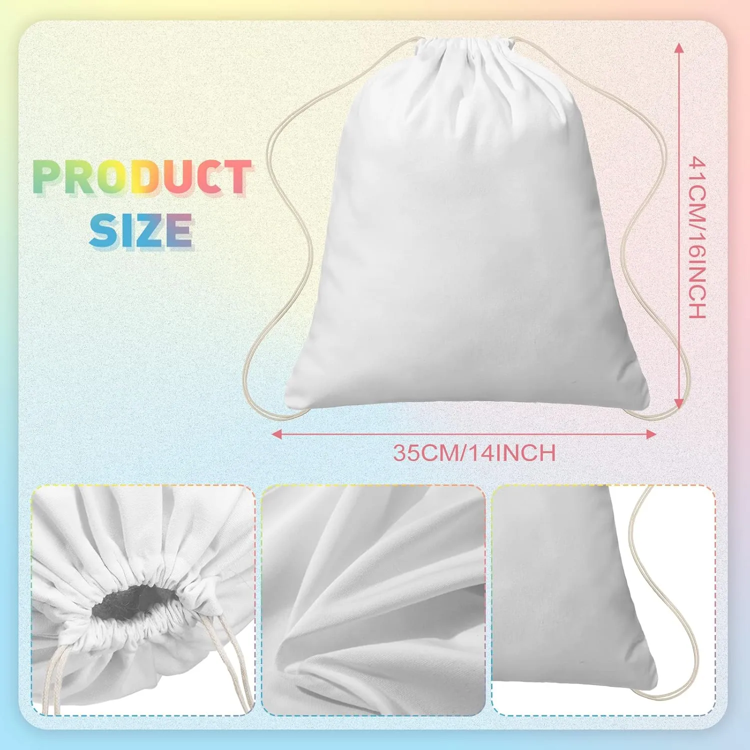 Saintrygo 60 Pcs Tie Dye Bags Cotton Drawstring Bags Sublimation Blank Backpack Drawstring Tote Items to Tie Dye