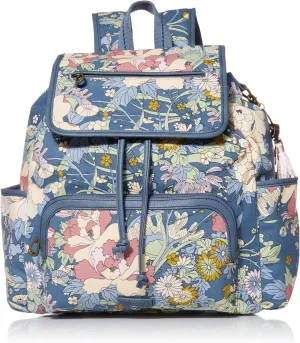 Sakroots Women's Backpack, Denim Flower Power, 14in L x 6in W x 13.5in H Drop: 16 inches Pencil Case: 8in L x 4in W x 2in H
