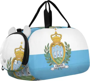 San Marino Flag Girls Tote Duffle Bags Travel Weekend Duffel Overnight Kids Dance Duffle Boys Carry on Duffel Bag