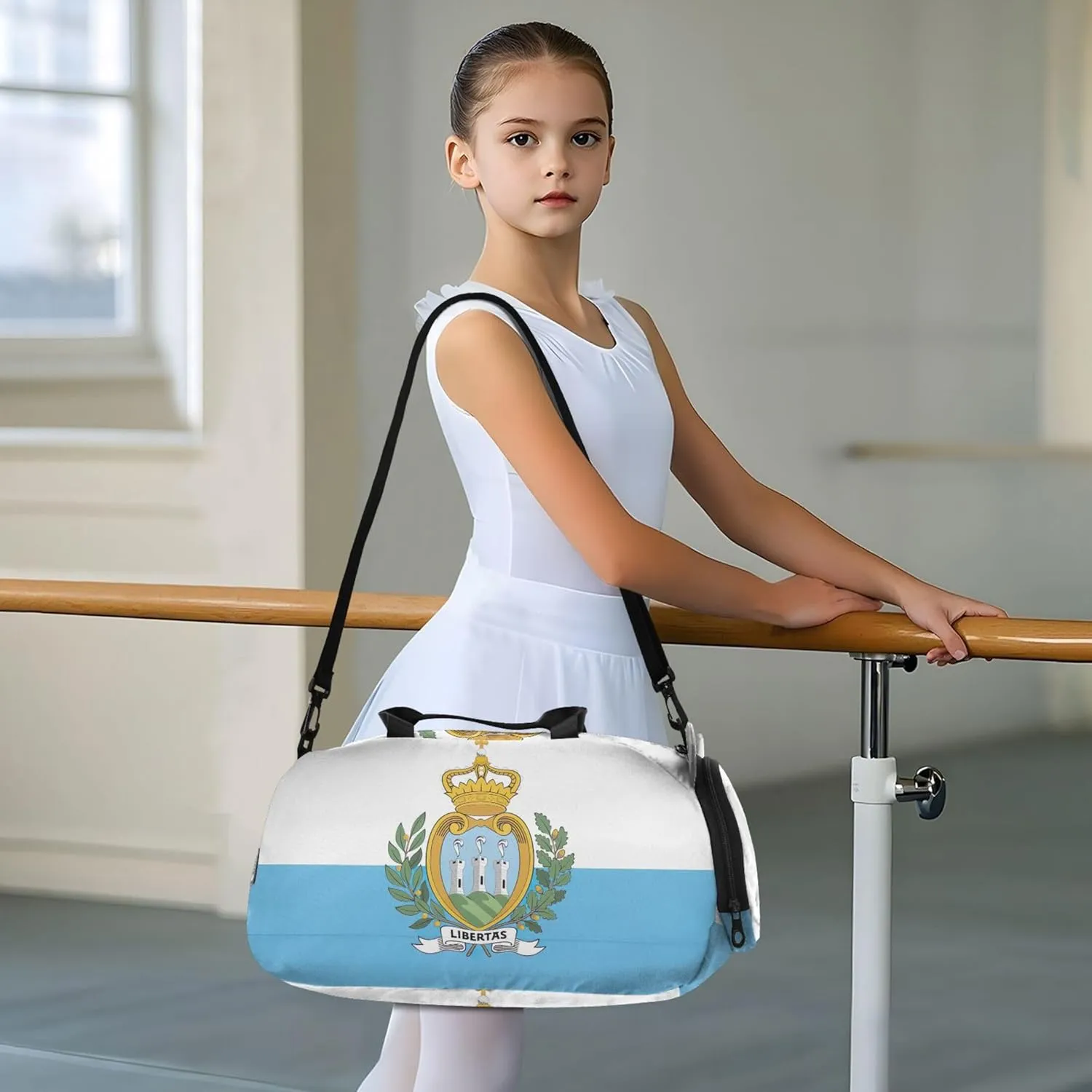 San Marino Flag Girls Tote Duffle Bags Travel Weekend Duffel Overnight Kids Dance Duffle Boys Carry on Duffel Bag
