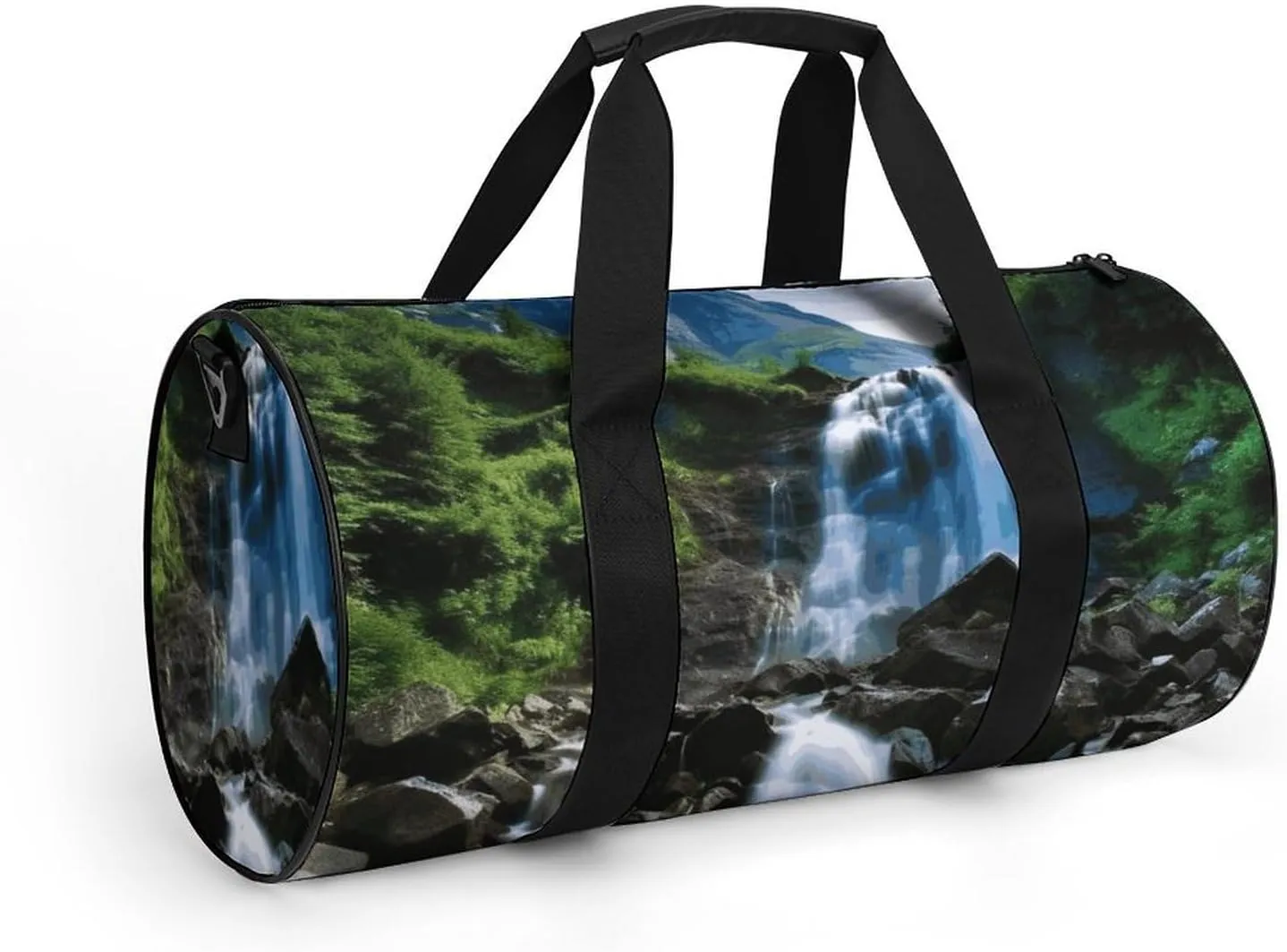 Scenic Mountain Waterfall Gym Bag Small Travel Duffle Bag with Compartment Carry On Weekender Bag for Women Men