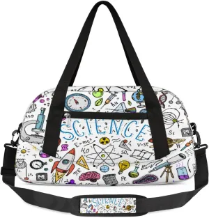 Science Tools Gym Duffle Bag Science Themed Sport Gym Bags Overnighter Duffel Bag Waterproof Weekend Sleepover Travel Carry On Bags Gymnastics Dance Tote Bag Small Duffel Bag