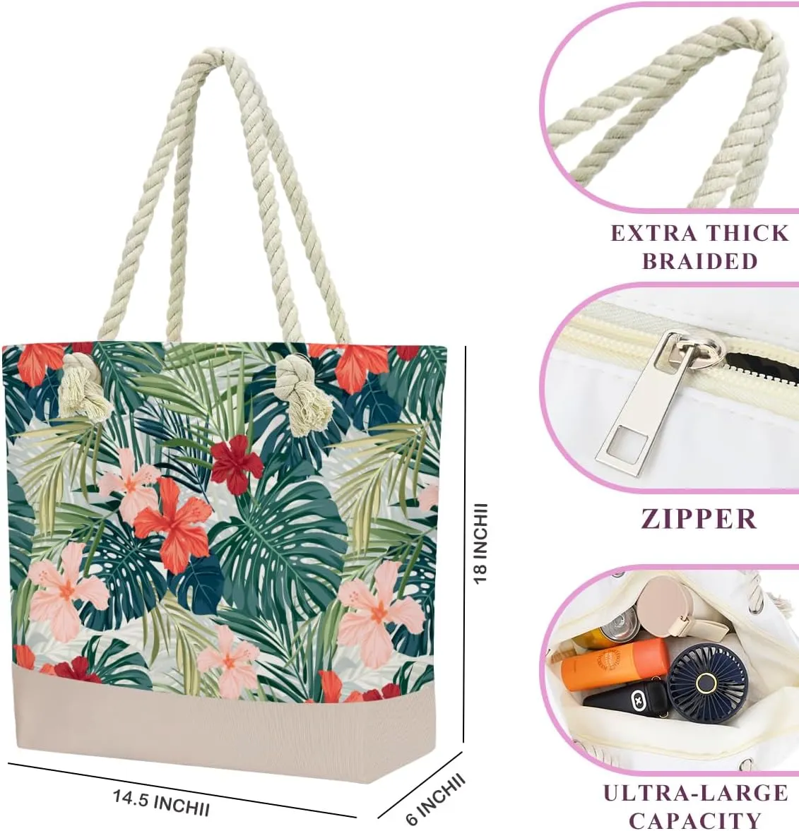 SENJIAN Beach Towel Sand Free Quick Dry Lightweight Travel Tropical Palm Leaf Beach Towel And Tote Bag Set Ladies Beachs Essentials, Suitable for Swimming Pools, Cruise Vacations, Travel, Camping