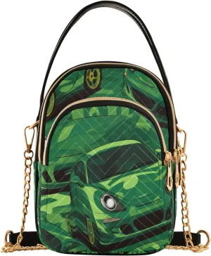senya Green Race Car Crossbody Handbags for Women Casual Leather Shoulder Phone Purse