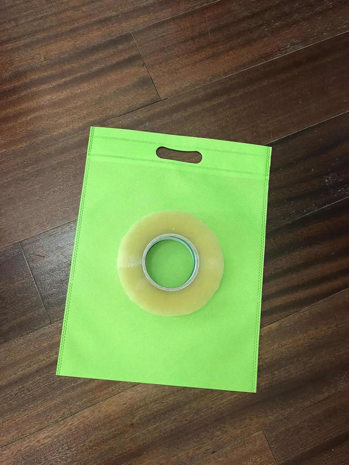 Set of 48 Promotional Nonwoven Heat Seal Reusable Tote Party Bag, Goodie Bags, Gift Bags Bulk With Die Cut Handles (Bright Green)