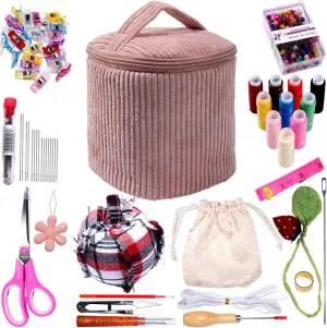Sewing Kit for Adults, 153Pcs Needle and Thread Kit for Sewing, Professional Sewing Supplies Accessories with Tailor Scissors Thimble Needles DIY Button Repair Kit (CR005 sewingkit Bag Rose)
