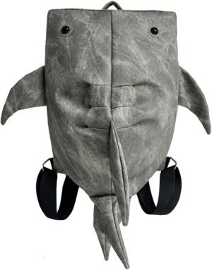 Shark Backpack, Creative 3D Shark Daypack with USB Port, Laptop Knapsack for Hiking, Travel, Shark Shoulder Bag (Light Grey)