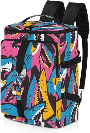 Shark Colorful Gym Duffle Bag Backpack Waterproof Sports Bags with Shoe Compartment 48L Carry On Overnight Weekender Travel Luggage