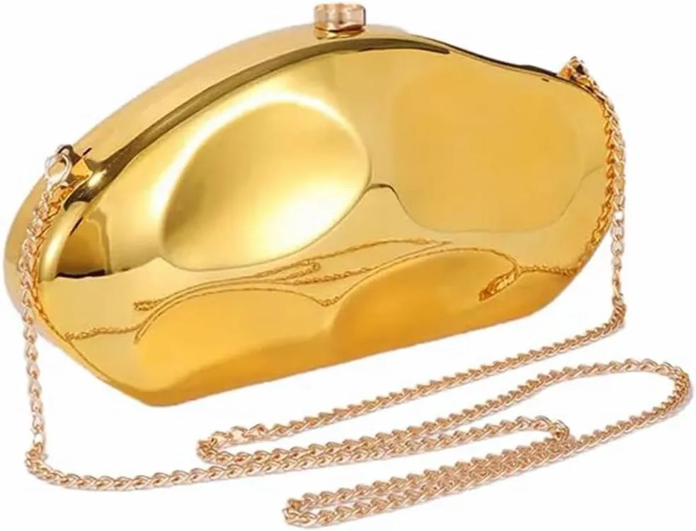 Shell Shape Acrylic Clutch Trendy Metallic Acrylic Evening Bag Shiny Egg Purses and Handbags for Women Wedding Party