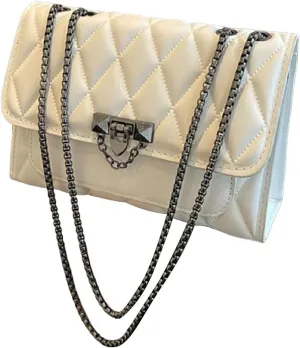SHENHE Women's Quilted Leather Shoulder Bag Buckled Clutch Purse Small Crossbody Bags with Chain
