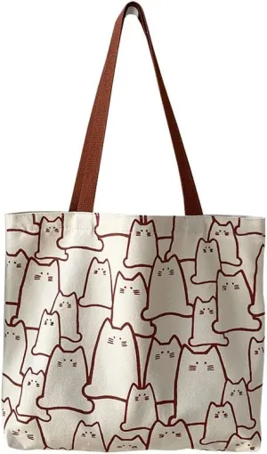 Shopping Bag Tote Bag Canvas Reusable Shoulder Bag handbag with inside pocket for shopper everyday life