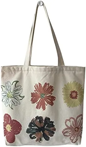 Shopping Bag Tote Bag Canvas Reusable Shoulder Bag handbag with inside pocket for shopper everyday life