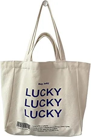 Shopping Bag Tote Bag Canvas Reusable Shoulder Bag handbag with inside pocket for shopper everyday life