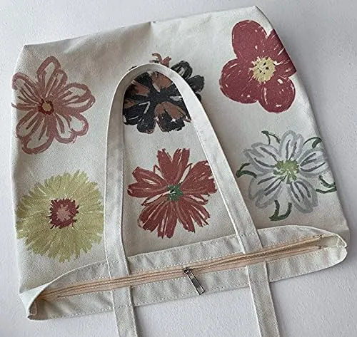 Shopping Bag Tote Bag Canvas Reusable Shoulder Bag handbag with inside pocket for shopper everyday life