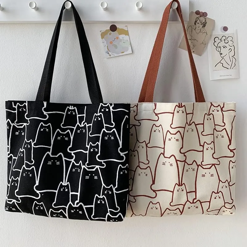 Shopping Bag Tote Bag Canvas Reusable Shoulder Bag handbag with inside pocket for shopper everyday life