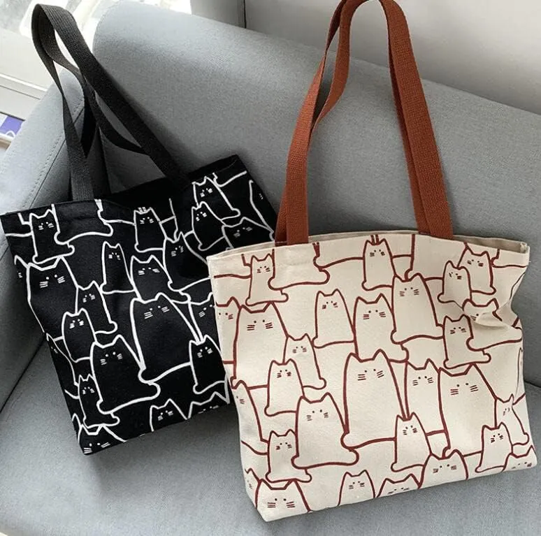 Shopping Bag Tote Bag Canvas Reusable Shoulder Bag handbag with inside pocket for shopper everyday life