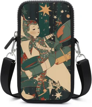 Shoulder Bag for Women Crossbody Space Series Collage Printed Cell Phone Purses Adjustable Strap